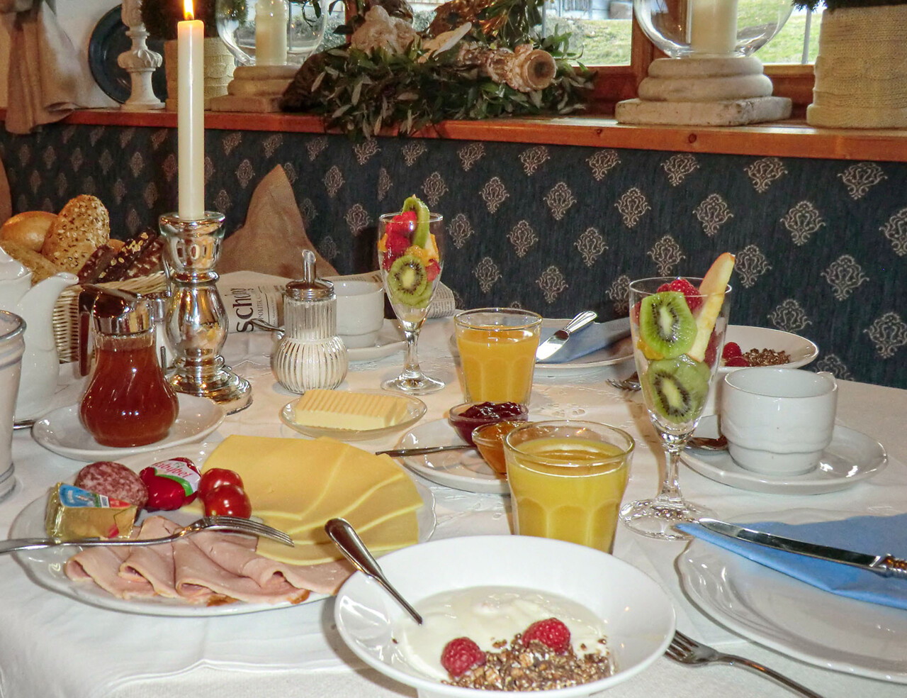 Well-stocked breakfast table